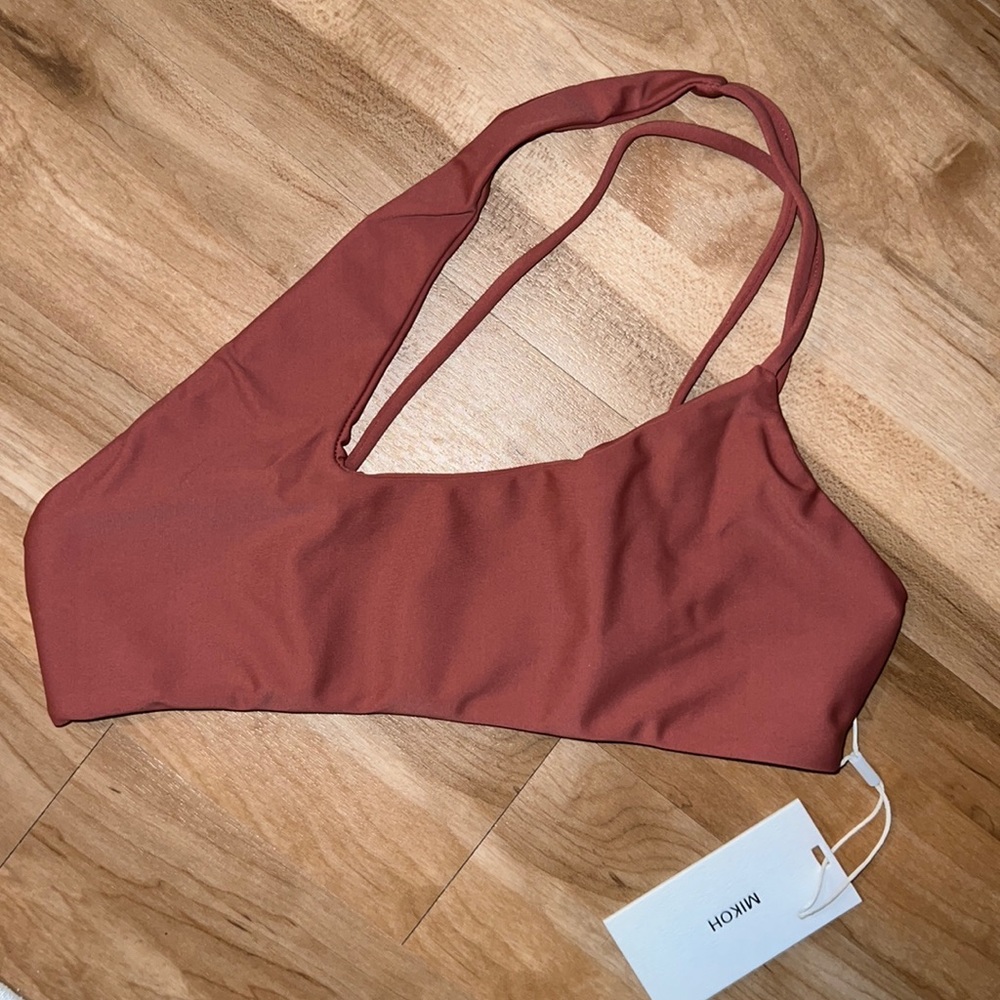 MIKOH Queensland High Neck Shoulder Top in Lychee NWT